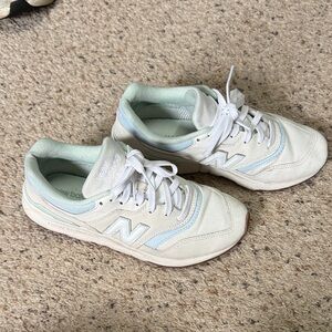 New Balance 997H Cream and Light Blue / mint Sneakers